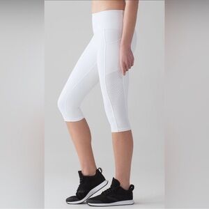 Lululemon Mind Over Miles Crop Leggings 17" Inseam White Size 10 Women’s